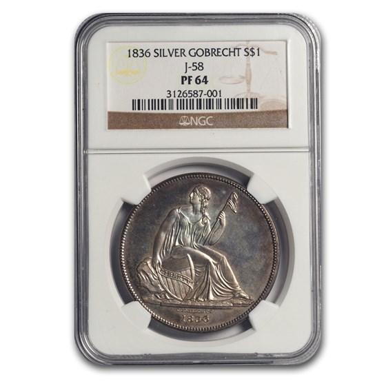 1836 Gobrecht Liberty Seated Dollar Proof-64 NGC (J-58) 1836 Gobrecht Liberty Seated Dollar Proof-64 NGC (J-58)